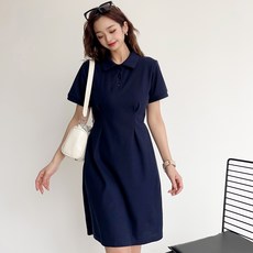 더시럽 여성용 통기성 더블 플리츠 칼라 미니 원피스