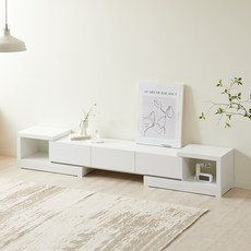 베이지메이트 코니 템바보드 확장형 거실장 2350 방문설치, 화이트