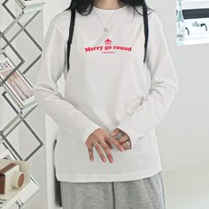 험블스튜디오 여성용 통기성 레터링 이너 레이어드 긴팔티 FF_186