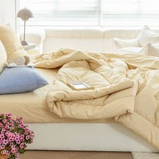BAZAAR 皺褶高密度純棉四季薄被, 米色