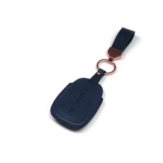 카멜리아 쉐보레 4버튼 3D입체 가죽 스마트 키홀더, 네이비, C-4