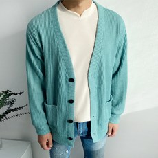 MEOSIDDA 男款羅紋寬鬆口袋針織外套