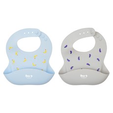 Bay-B 幼兒矽膠圍兜2件組, 茄子+香蕉, 1組