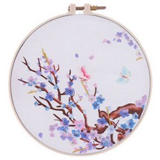 DIY 흩날리는 꽃문양 자수 세트, 1세트, 보라 꽃