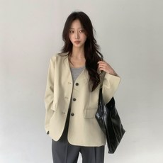 Planday 女款寬鬆版Rie無領簡約Oversize夾克