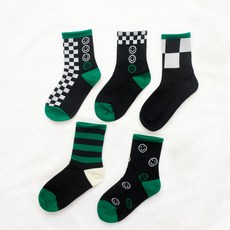 Ruth Kids 兒童微笑格紋襪5雙組