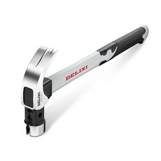 圓形曲尾 纖維手柄 多用途 高碳鋼 鍛造 磁吸釘 雙V鋸齒頭 木工專家用 家用 羊角鎚 拔釘鎚 40cm, 1個, 單一商品