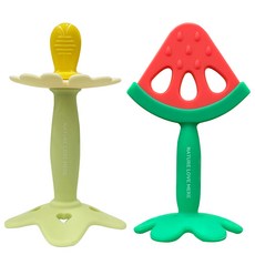 NATURE LOVE MERE 然自母愛 水果造型矽膠固齒器, 無奶嘴, 花朵款+西瓜款, 1組