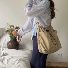 테이크 패브릭 드로스트링 복조리 숄더백