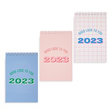 Table talk 迷你日曆每日習慣2023 3套組, 藍色、粉色、校園網格, 1套