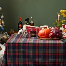 JSS MOM聖誕桌巾, 格紋紅色, 2人(80×120cm)