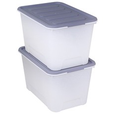 KAZT 多格生活箱 塑膠收納箱 附蓋整理箱, 灰色, 2個