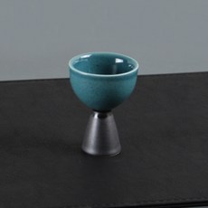 月鹽 韓國產 陶瓷迷你手柄長鼓酒杯 孔雀, 單品, 1個