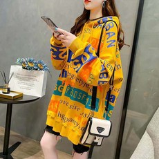 여성용 리세 레터링 오버핏 후드티 CH-2214365