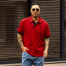 파이브엑스라지 남성용 통기성 빅사이즈 기린 배색 카라 반팔 티셔츠