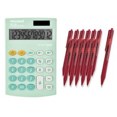 모나미 계산기 MC-103 + 볼펜 FX153 0.7mm 12p, 레드, 1개