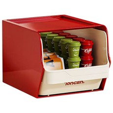 斜口桌面疊加文具抽屜式收納盒, 1層, 紅色