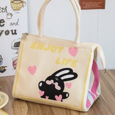 Allode 可愛圖案保冷手提袋, NO O5 酪乳兔, 1個