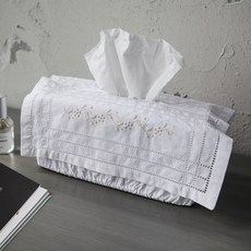 MaMaison 花卉滾邊 40支棉 面紙套 TSMV10-IV, 象牙白