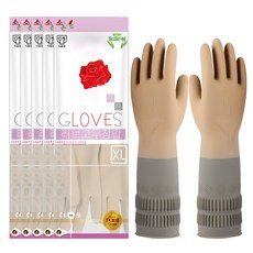 SoSON 優質雙色橡膠手套 XL, 棕灰色, 5個