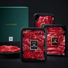 시그니처D 한우 1+등급 웻에이징 프리미엄 구이용 세트 등심 400g + 안심 400g + 채끝 400g + 갈비살 400g (냉장), 1세트