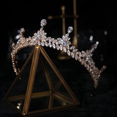 派對用品 髮飾 婚禮 高階鋯石皇冠, 銀色, 1個
