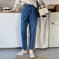 앤드스타일 여성용 룩스미들청 데님 9부 일자 청바지 262007