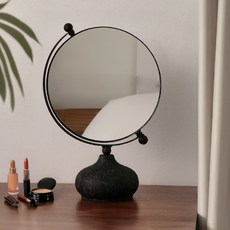 Ttabongoppa 時尚風格裝飾旋轉圓形桌鏡 JNHA2313, 黑色