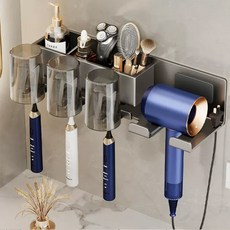 SUNORO 免打孔壁掛式漱口杯置物架, 1個, 槍灰色