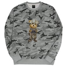 okstar 精工3層軍風小熊印花寬鬆感長袖上衣