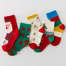 꼼제 아동용 SG레인산타36 크리스마스 보온 양말 5켤레 세트