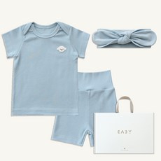 BABY&I 夏季羅紋莫代爾家居服 + 蝴蝶結髮帶 + 購物袋套組