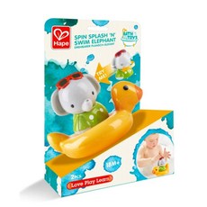 Hape 小象轉轉樂洗澡戲水玩具, 黃色/綠色/灰色, 1個