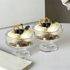 Daparang Moncher 餐廳高腳玻璃杯 甜點杯 HJ0179, 2個, 條紋