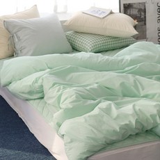 베이직톤 국내산 클래식 양면 바이오워싱 고밀도 80수 이불커버, 멜론민트