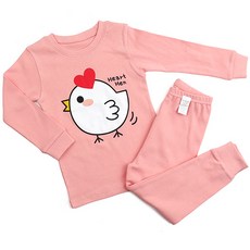 Maykids 童款印花30支彈力棉2件式長袖居家套裝 小雞媽媽款