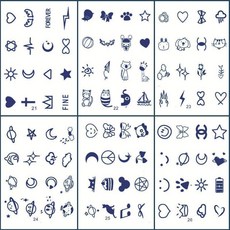 芬尼西樂 小指紋身貼紙 96款套組, E款, 1套