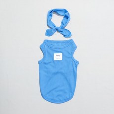 도기스타 강아지쿨조끼 + 여름 스카프 세트 대형견 중형견 소형견, 블루, 1개
