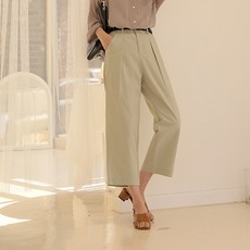 빼빼 여성용 데일리 허리 속밴딩 와이드 면 팬츠