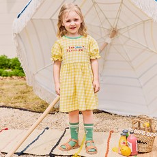 mollimelli 女童款新Hello檸檬格紋連身裙