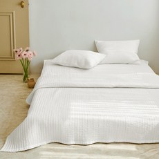PRIELLE 棉花糖顏料染色薄棉兩用被, 白色