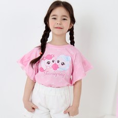 프리미에팜 여아용 통기성 캐치 티니핑 하츄핑 프릴 5부 롱 티셔츠