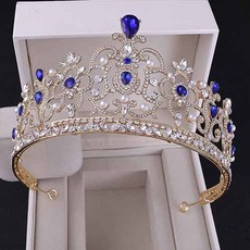 Estella 美麗花朵圖案亮點自助婚禮頭飾 XXX013, 1個, 金色藍色