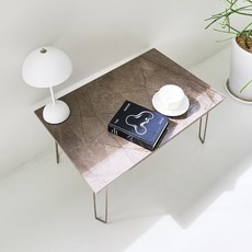 S&Design 大理石高光澤折疊桌, 棕色