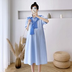 孕婦短袖哺乳連身裙