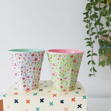 rice 2件套 Rice Baby 杯子, 1套, 白色粉彩花，綠色粉彩花