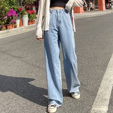 엘쏘 여성용 드레이프 와이드 데님 팬츠