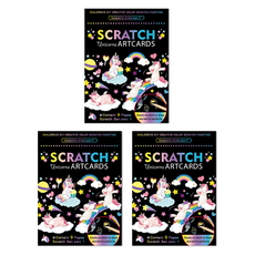 TUCO.B 刮刮畫紙卡 3入, 獨角獸, 隨機出貨(附專用筆)