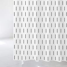 北歐風印花浴簾 SC646+塑膠掛鉤 12入+白色窗簾桿, 不鏽鋼, 1套