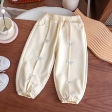 EYOUMONG 兒童寬鬆版鬆緊帶蝴蝶結刺繡運動氣球長褲 E6S004